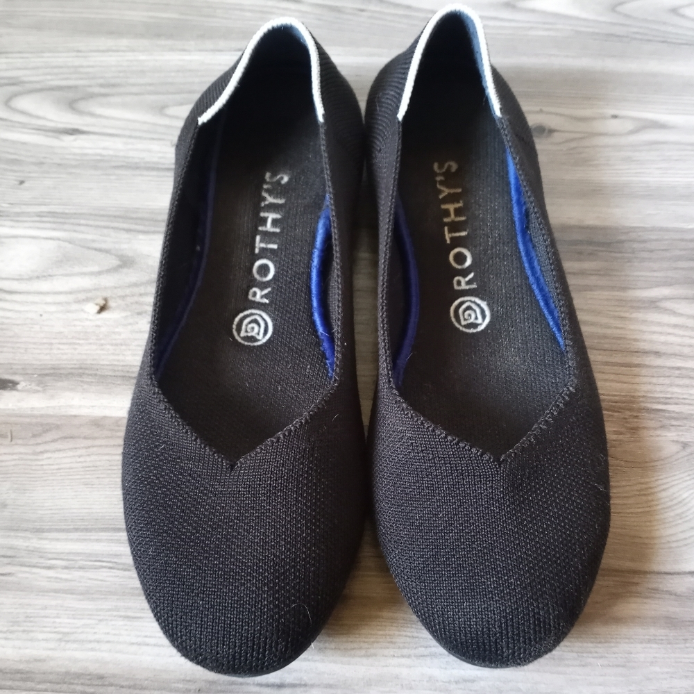 ROTHY’S Retired Black Round Toe Flats White Halo 8